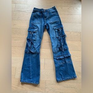 Love Trends Women's Flare Cargo Jeans